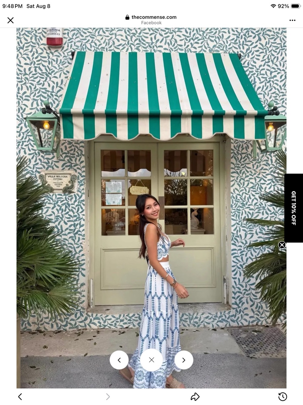 Blue & White Printed Maxi Dress with Cutout Detail
